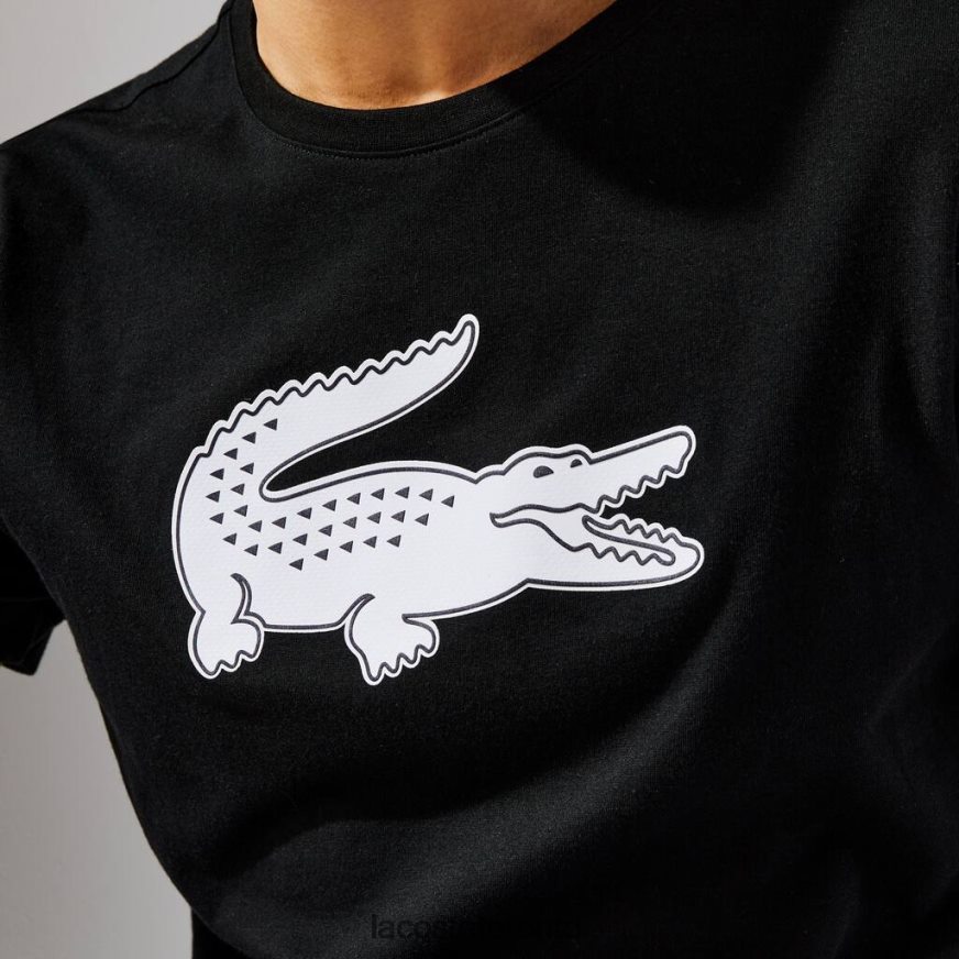 Clothing Lacoste SPORT 3D Print Crocodile Breathable Jersey T-Shirt Black/White Men Z60BPR161