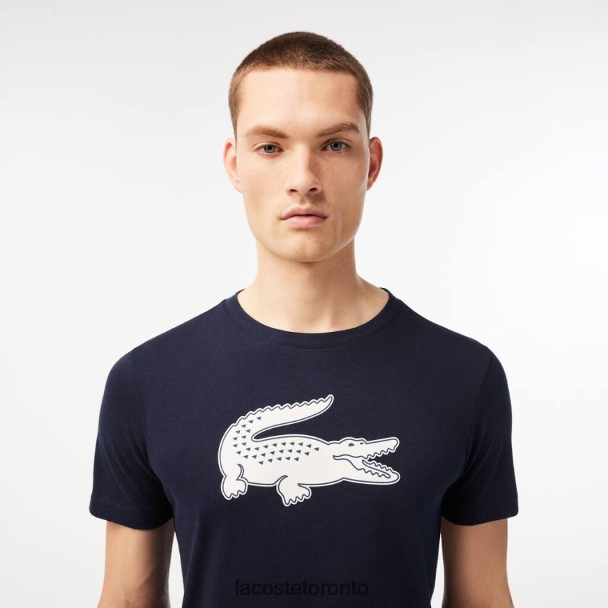 Clothing Lacoste SPORT 3D Print Crocodile Breathable Jersey T-Shirt Navy Blue/White Men Z60BPR706