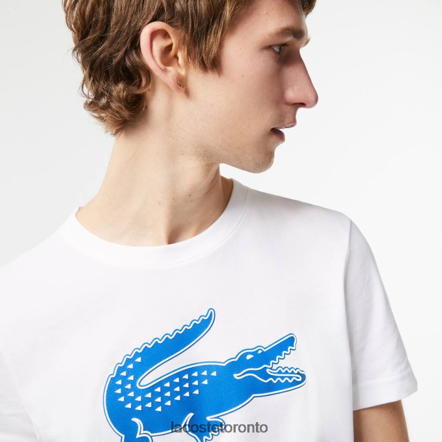 Clothing Lacoste SPORT 3D Print Crocodile Breathable Jersey T-Shirt White/Blue Men Z60BPR122