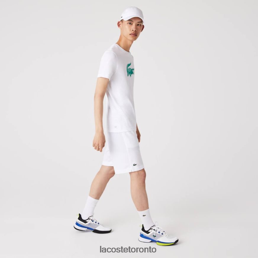 Clothing Lacoste SPORT 3D Print Crocodile Breathable Jersey T-Shirt White/Green Men Z60BPR745