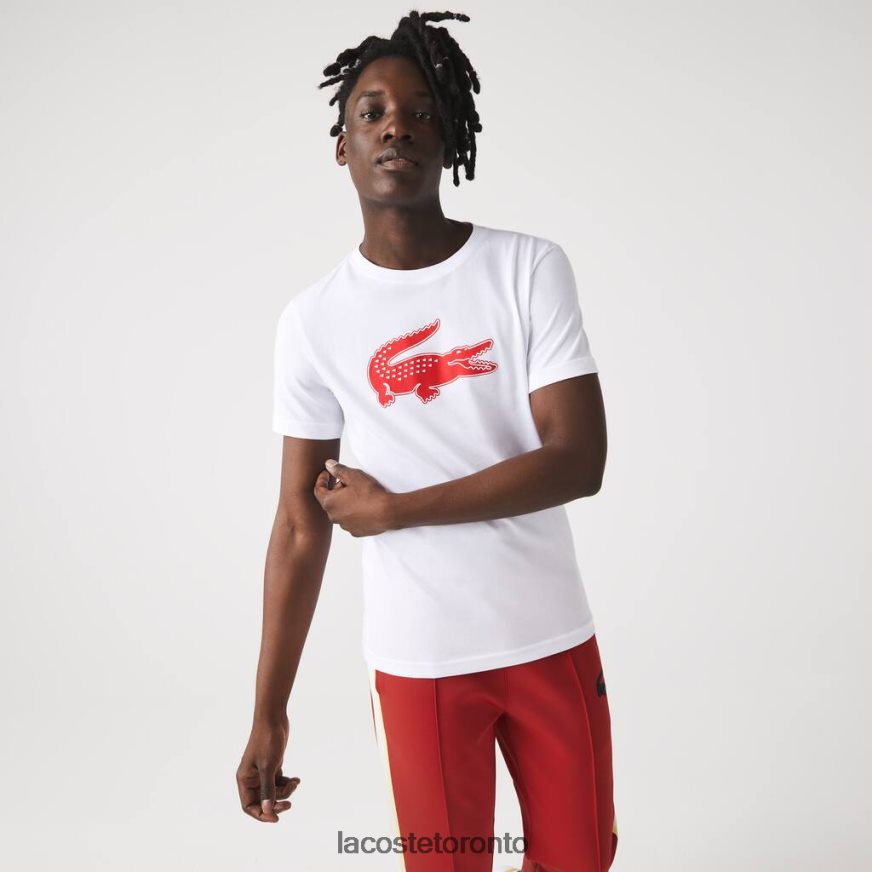 Clothing Lacoste SPORT 3D Print Crocodile Breathable Jersey T-Shirt White/Red Men Z60BPR87