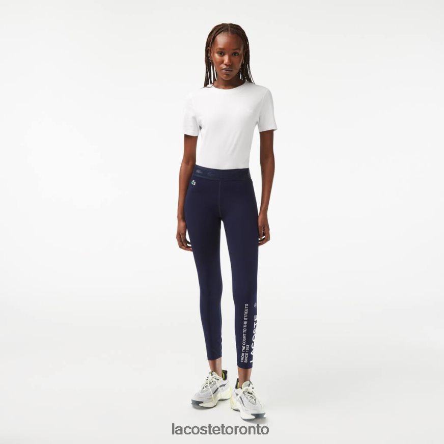 Clothing Lacoste SPORT 7/8 Length Recycled Polyester Leggings Navy Blue Women Z60BPR2408