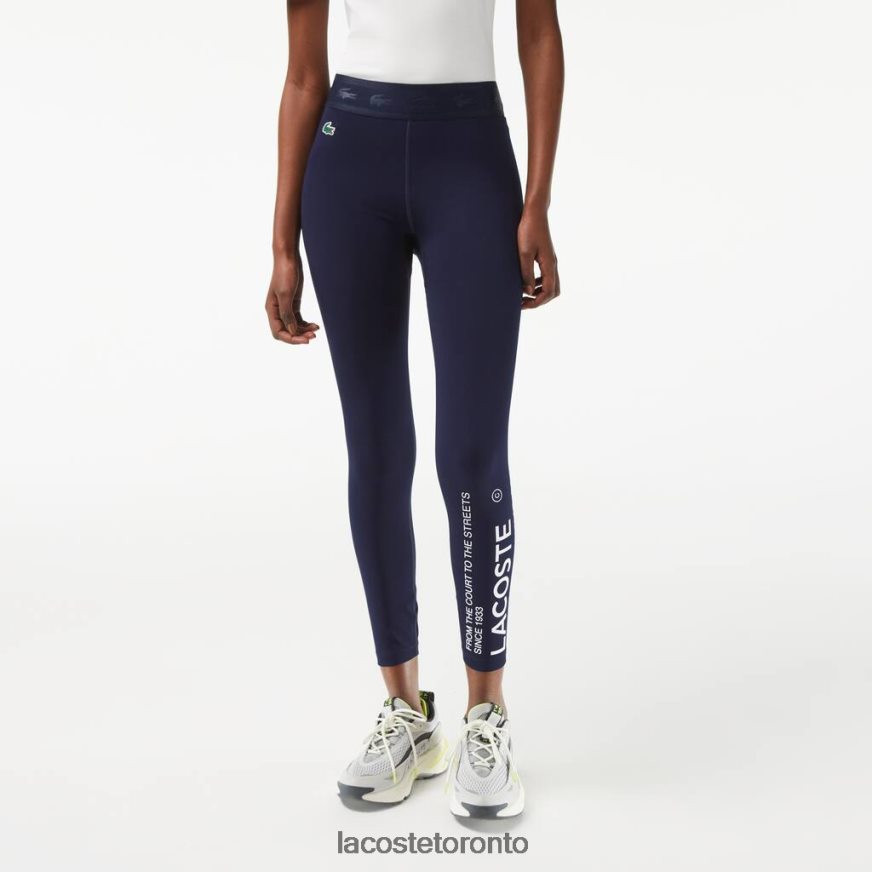 Clothing Lacoste SPORT 7/8 Length Recycled Polyester Leggings Navy Blue Women Z60BPR2408