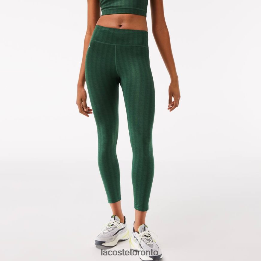 Clothing Lacoste SPORT All-Over Print High-Waist Leggings Green Women Z60BPR2573