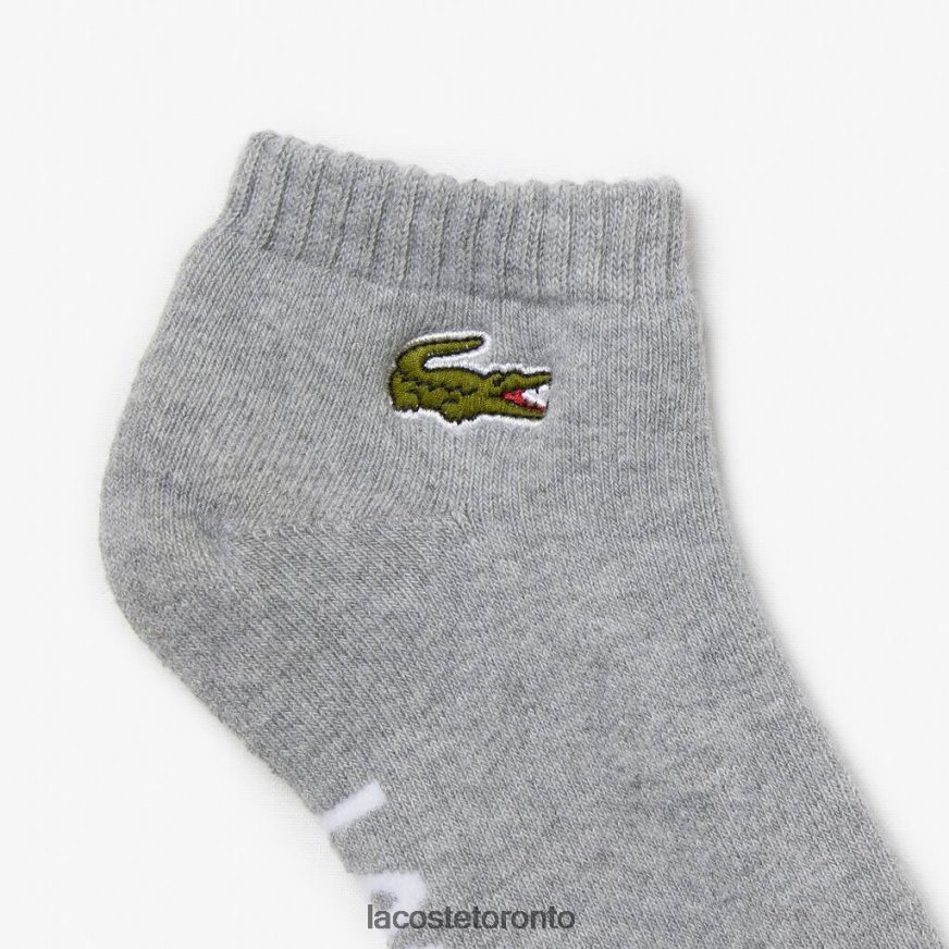 Clothing Lacoste SPORT Branded Stretch Cotton Low-Cut Socks Grey Chine/White Unisex Z60BPR1677