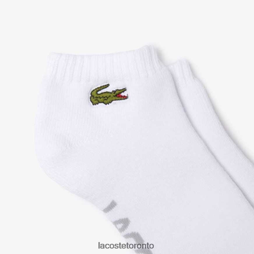 Clothing Lacoste SPORT Branded Stretch Cotton Low-Cut Socks White/Grey Chine Unisex Z60BPR1674