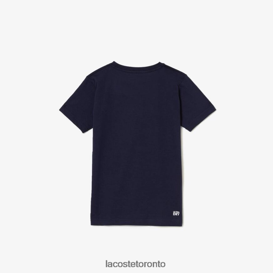 Clothing Lacoste SPORT Breathable Cotton Blend T-Shirt Navy Blue Kids Z60BPR3138