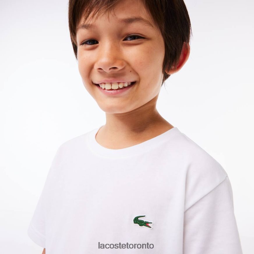 Clothing Lacoste SPORT Breathable Cotton Blend T-Shirt White Kids Z60BPR3027