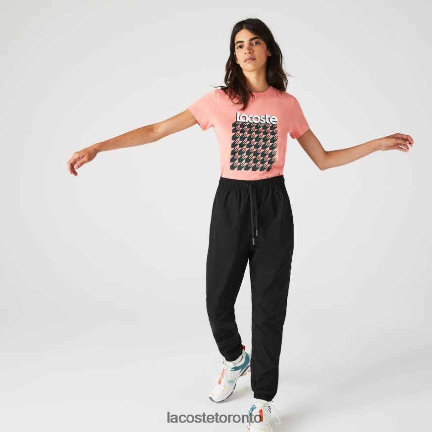 Clothing Lacoste SPORT Breathable Houndstooth Patterned T-shirt Pink/Green/White/Green Women Z60BPR2596