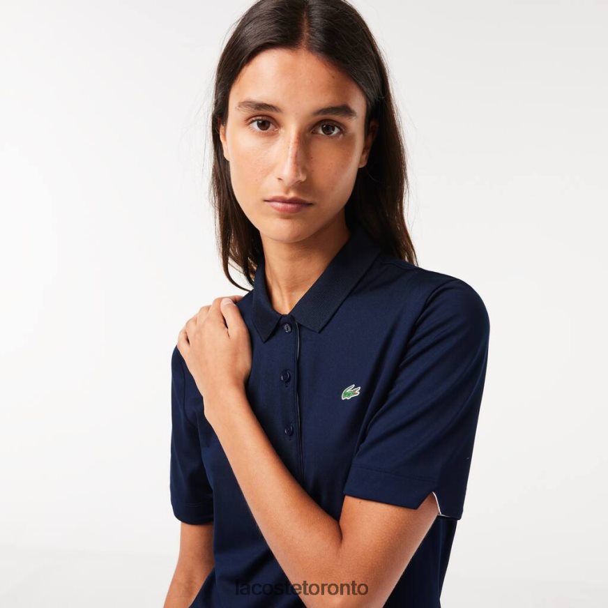 Clothing Lacoste SPORT Breathable Stretch Golf Polo Navy Blue/White Women Z60BPR2487