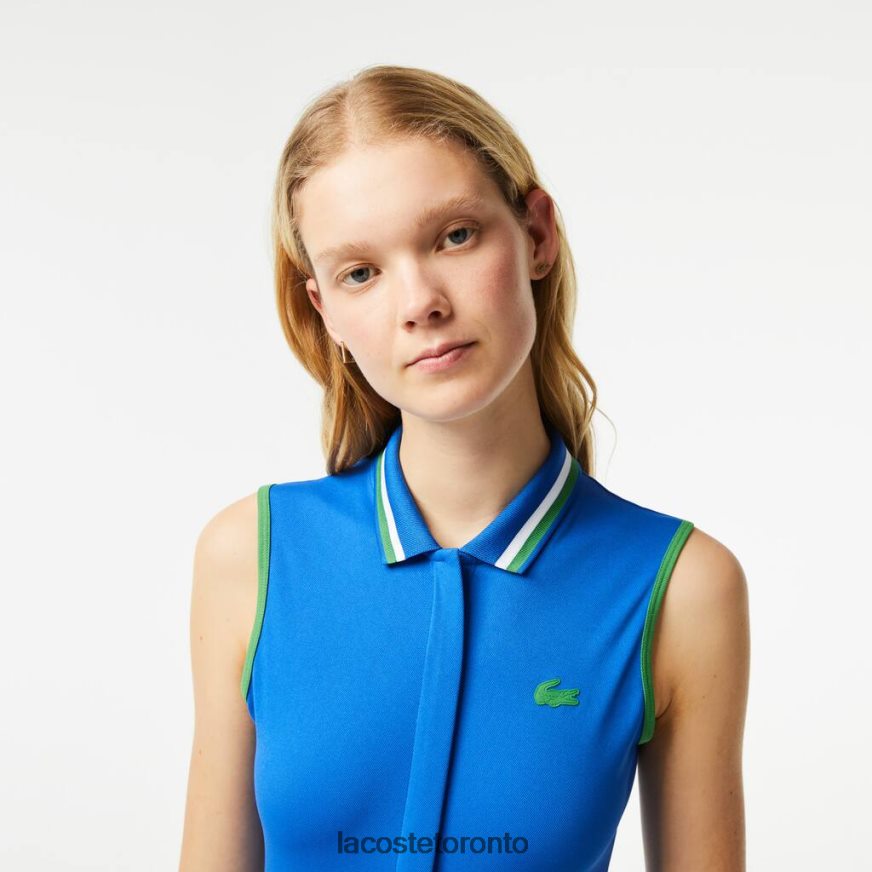 Clothing Lacoste SPORT Built-In Short Pleated Tennis Dress Blue/Green Women Z60BPR2356