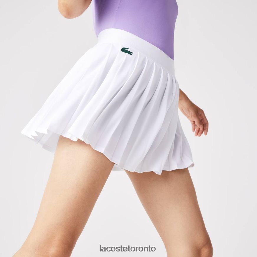 Clothing Lacoste SPORT Built-In Short Pleated Tennis Skirt White/Green Women Z60BPR2582