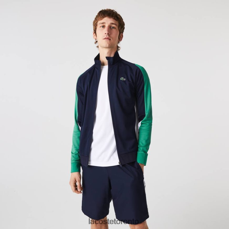 Clothing Lacoste SPORT Classic Fit Zip Tennis Sweatshirt Navy Blue/Green/White Men Z60BPR978