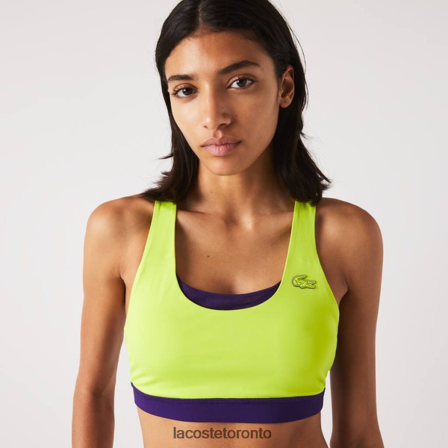 Clothing Lacoste SPORT Color-Block Recycled Polyester Sports Bra Yellow/Purple Women Z60BPR2576