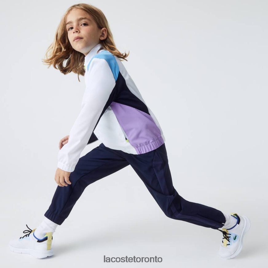 Clothing Lacoste SPORT Color-Block Tennis Tracksuit White/Blue/Navy Blue/Purple Kids Z60BPR3185