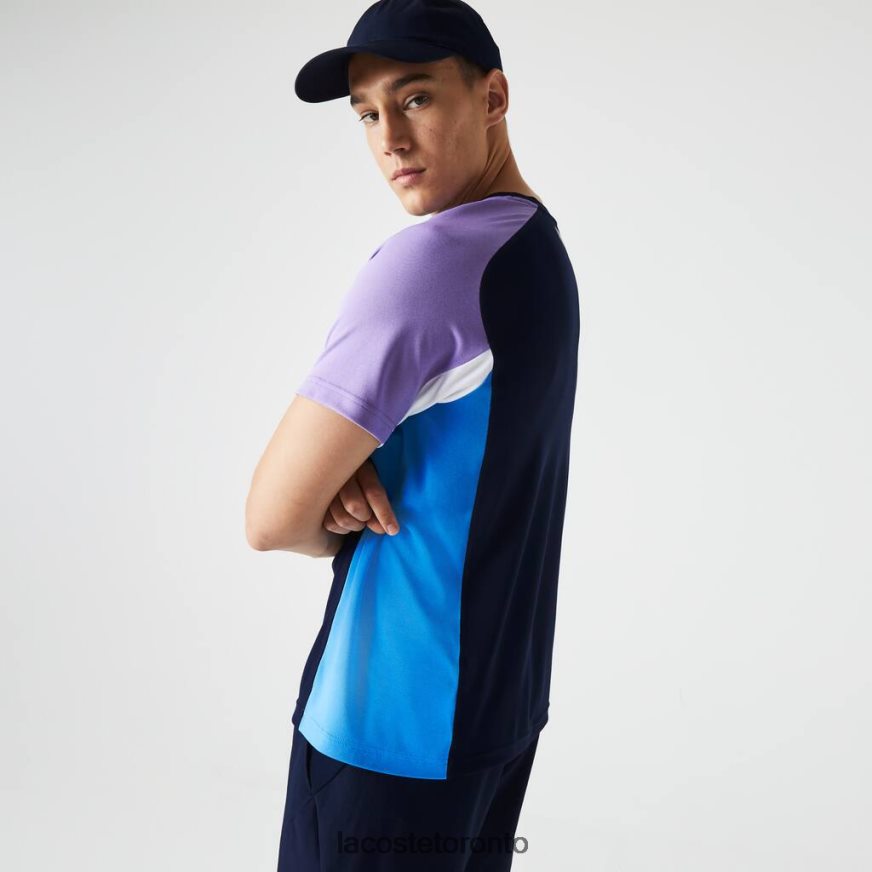 Clothing Lacoste SPORT Color-Block Ultra-Dry Pique Tennis T-Shirt Navy Blue/Purple/White/Blue Men Z60BPR584