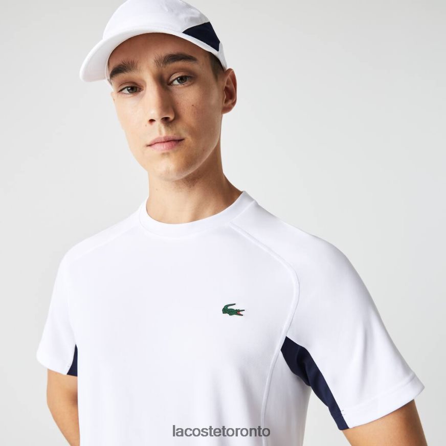 Clothing Lacoste SPORT Color-Block Ultra-Dry Pique Tennis T-Shirt White/Navy Blue/White Men Z60BPR583