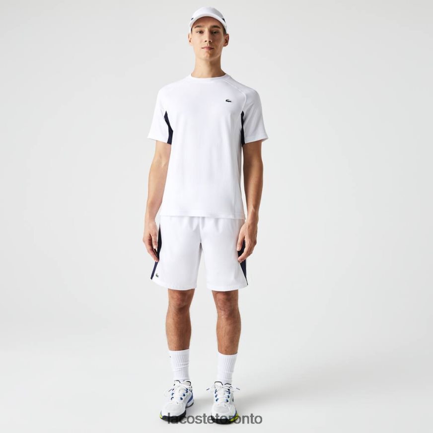 Clothing Lacoste SPORT Color-Block Ultra-Dry Pique Tennis T-Shirt White/Navy Blue/White Men Z60BPR583