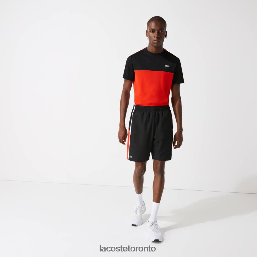 Clothing Lacoste SPORT Colorblock Panels Lightweight Shorts Black/Red/White Men Z60BPR1365