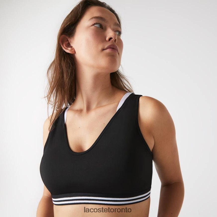 Clothing Lacoste SPORT Contrast Accents Sports Bra Black/White Women Z60BPR2598