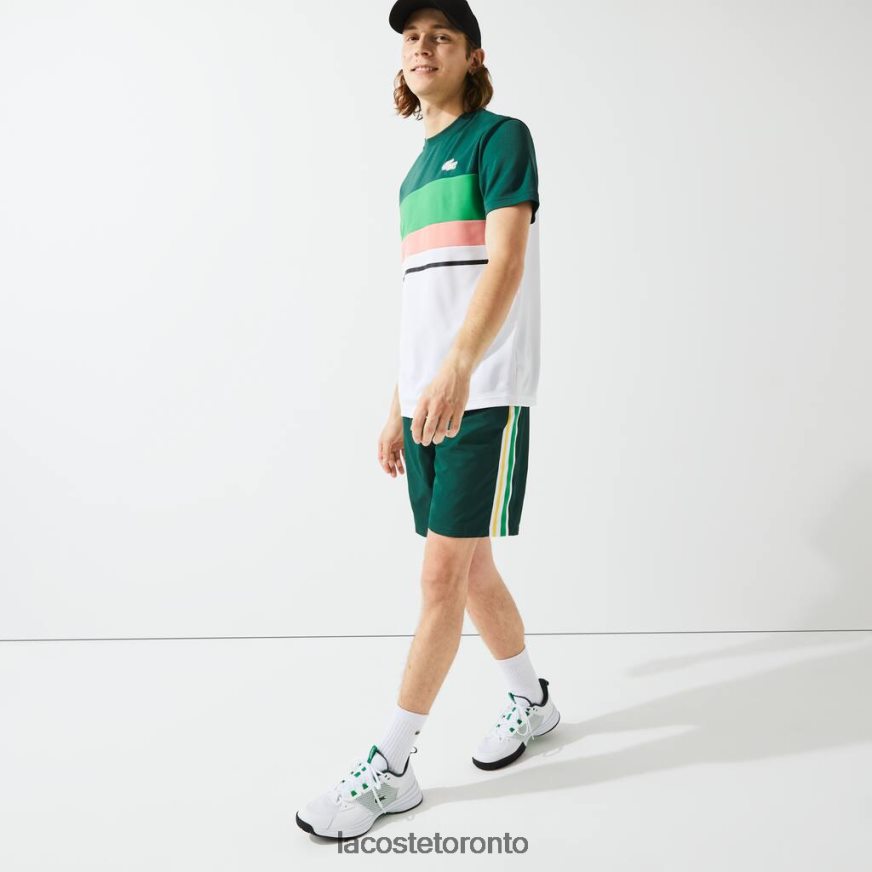 Clothing Lacoste SPORT Contrast Bands Lightweight Shorts Green/Yellow/White Men Z60BPR1362