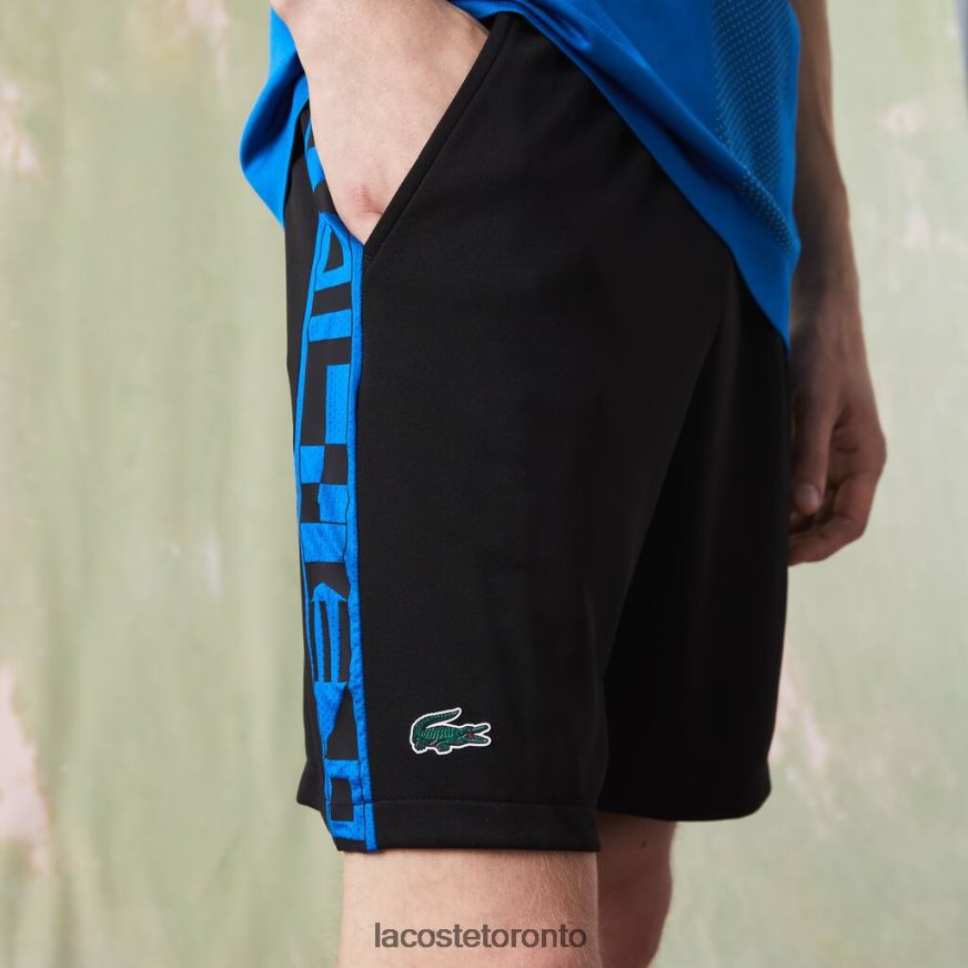 Clothing Lacoste SPORT Contrast Print Tennis Shorts Black Men Z60BPR1535