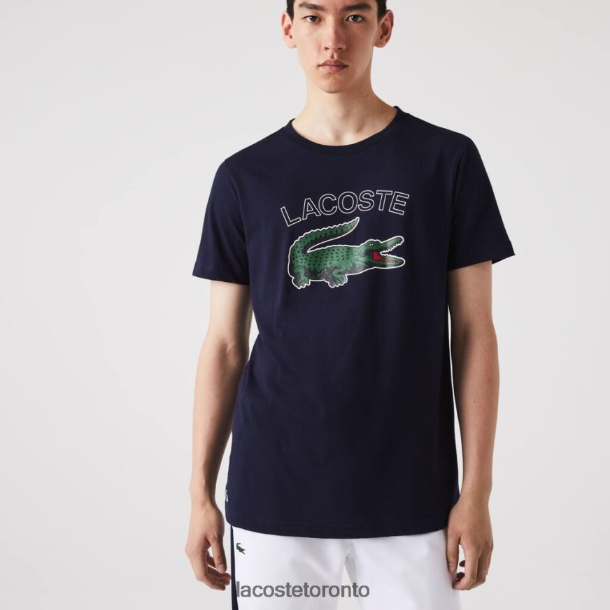 Clothing Lacoste SPORT Crocodile Print Jersey T-Shirt Navy Blue Men Z60BPR840