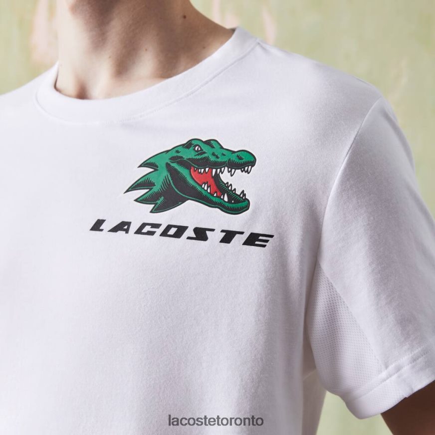 Clothing Lacoste SPORT Crocodile Print Tennis T-Shirt White Men Z60BPR681