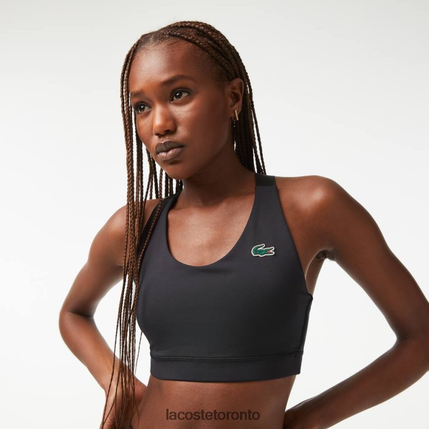 Clothing Lacoste SPORT Cross Strap Sports Bra Black Women Z60BPR2449