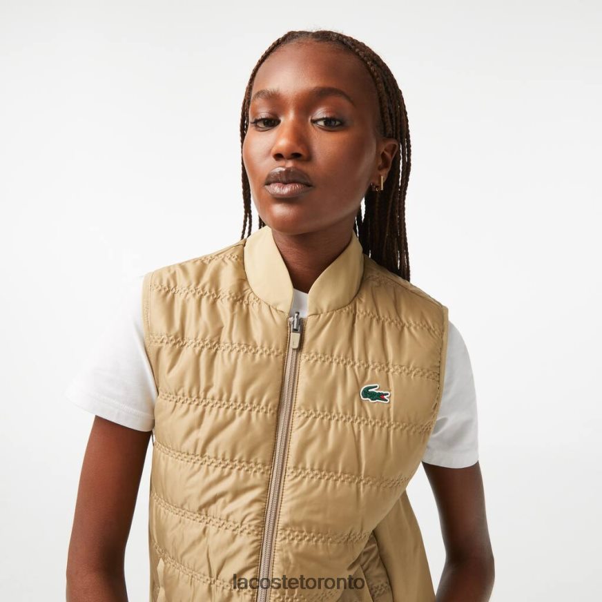 Clothing Lacoste SPORT Golf Reversible Vest Beige/White Women Z60BPR2429