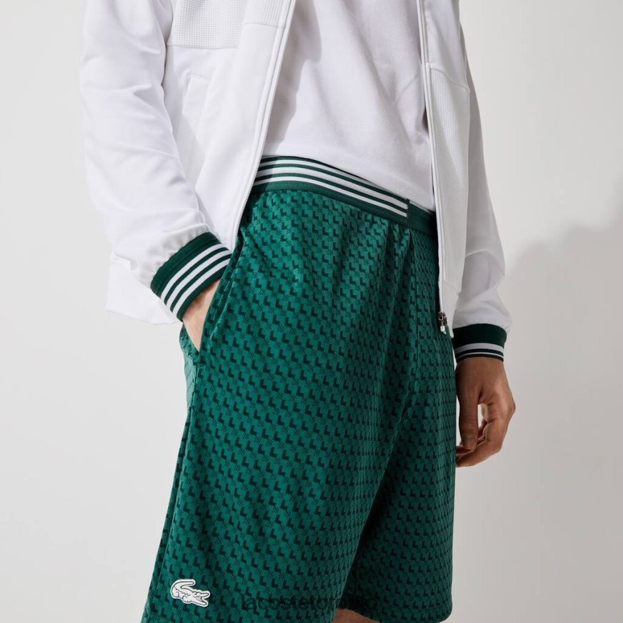 Clothing Lacoste SPORT Houndstooth Patterned Breathable Shorts Green/White Men Z60BPR1598