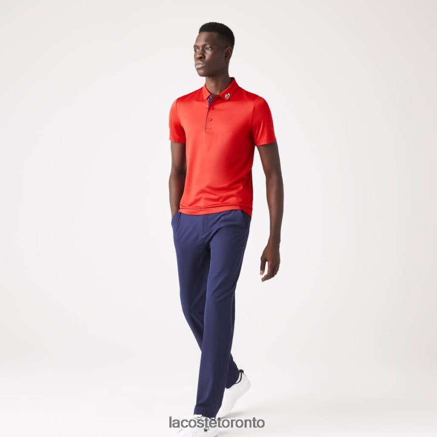 Clothing Lacoste SPORT Jersey Golf Polo Shirt Red/Navy Blue Men Z60BPR597