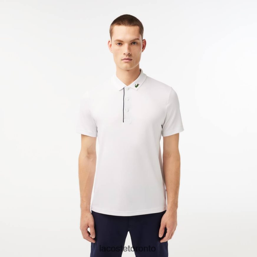 Clothing Lacoste SPORT Jersey Golf Polo Shirt White/Navy Blue Men Z60BPR595