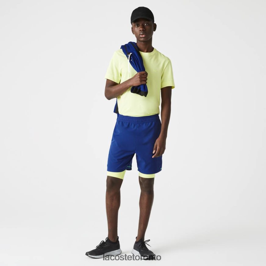 Clothing Lacoste SPORT Layered Shorts Blue/Flashy Yellow/White Men Z60BPR1544