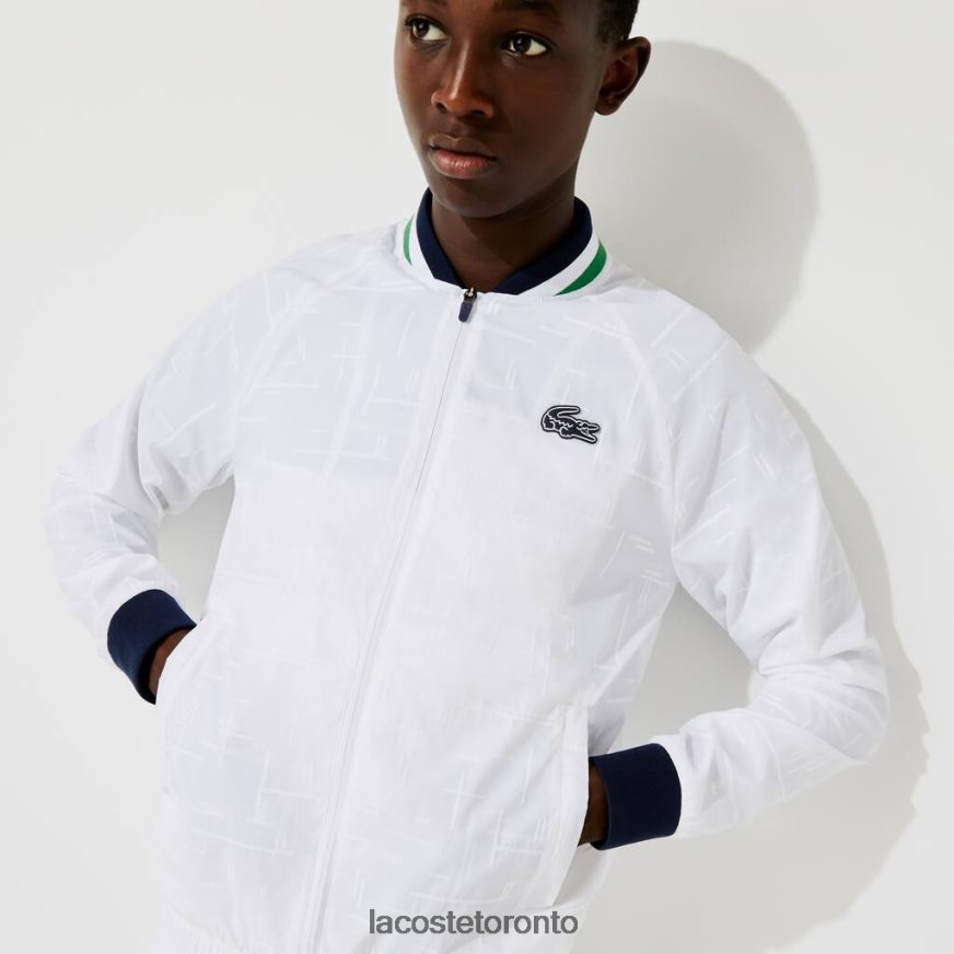 Clothing Lacoste SPORT Lightweight Water-Resistant Jacket White/Navy Blue/White/Green Men Z60BPR1321