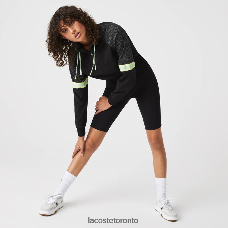 Clothing Lacoste SPORT Loose Fit Cropped Colorblock Sweatshirt Black Women Z60BPR2580