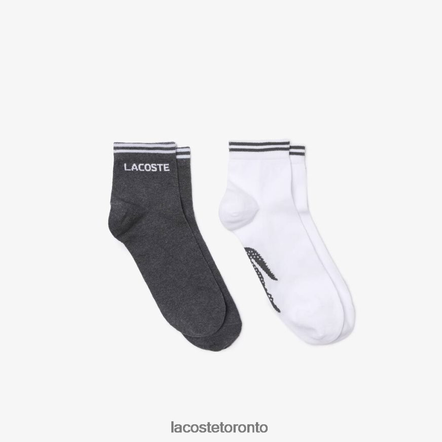 Clothing Lacoste SPORT Low-Cut Cotton Sock Two-Pack Grey Chine/White Unisex Z60BPR1671