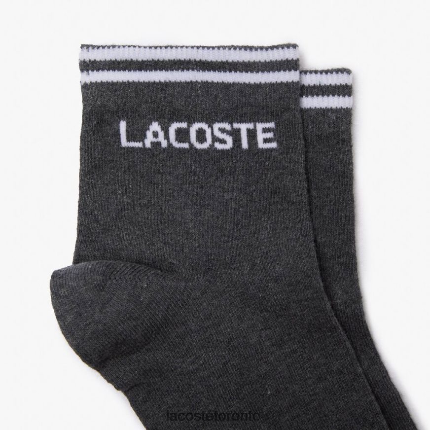 Clothing Lacoste SPORT Low-Cut Cotton Sock Two-Pack Grey Chine/White Unisex Z60BPR1671