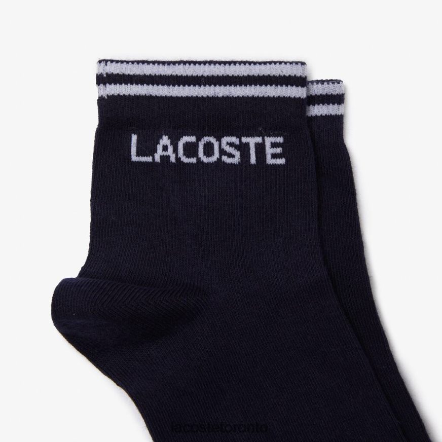 Clothing Lacoste SPORT Low-Cut Cotton Sock Two-Pack Navy Blue/White Unisex Z60BPR1673