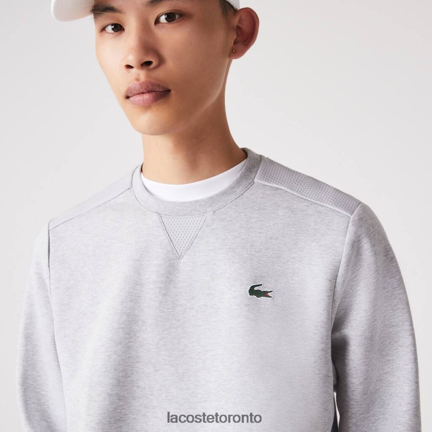 Clothing Lacoste SPORT Mesh Panels Sweatshirt Grey Chine/Light Grey Men Z60BPR1062