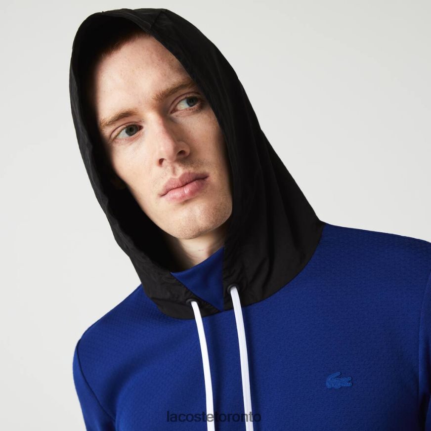 Clothing Lacoste SPORT Nylon Contrast Hood Pullover Jacket Blue/Black/White Men Z60BPR1193