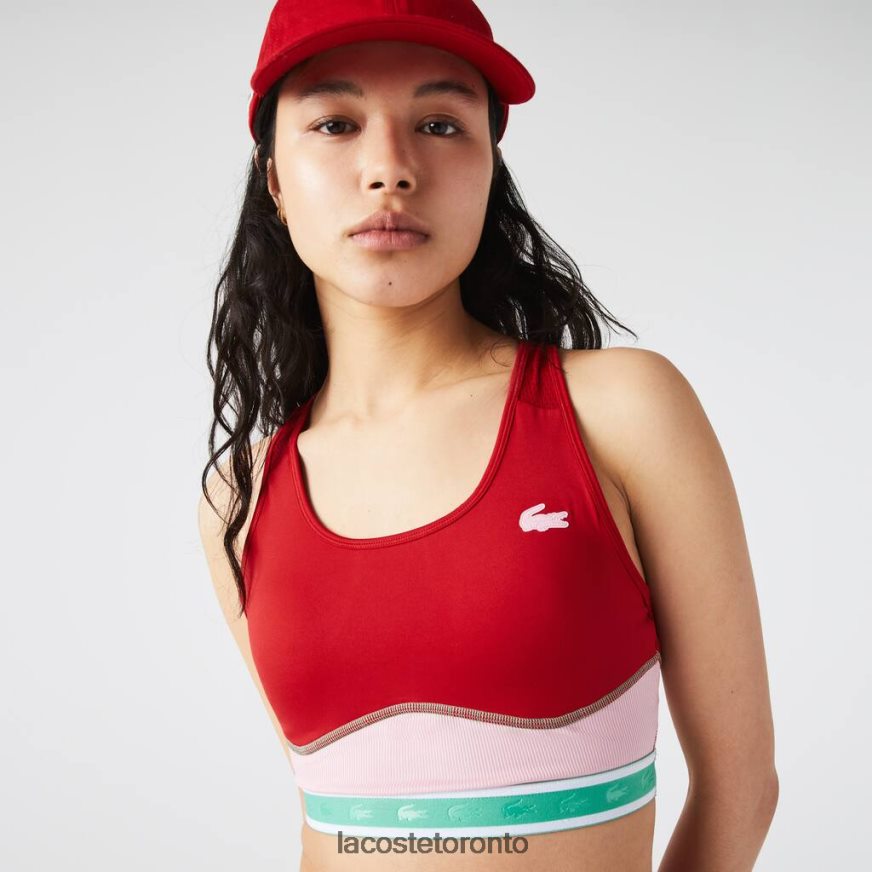 Clothing Lacoste SPORT Racer Back Sports Bra Red/Pink/Green Women Z60BPR2584