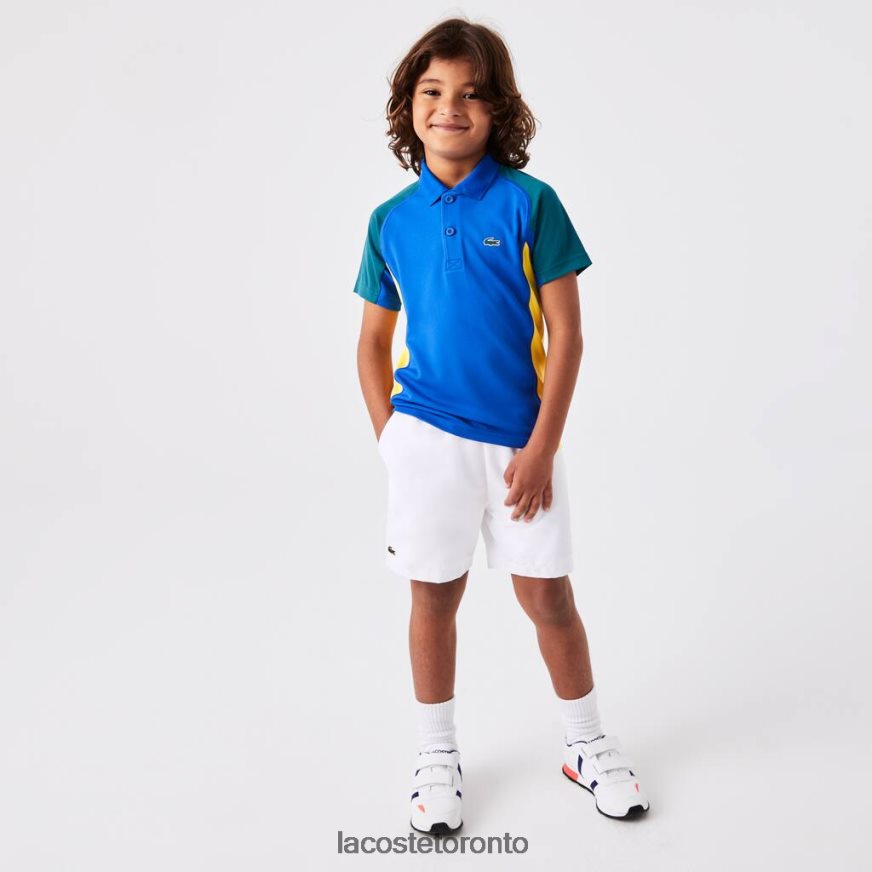 Clothing Lacoste SPORT Regular Fit Mesh Detail Tennis Polo Blue/Green/Yellow Kids Z60BPR3169