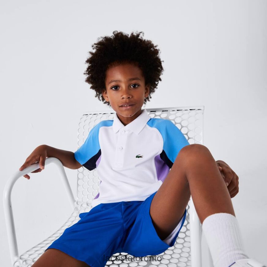 Clothing Lacoste SPORT Regular Fit Mesh Detail Tennis Polo White/Blue/Navy Blue/Purple Kids Z60BPR3168