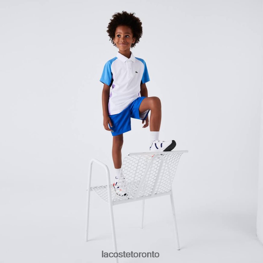 Clothing Lacoste SPORT Regular Fit Mesh Detail Tennis Polo White/Blue/Navy Blue/Purple Kids Z60BPR3168