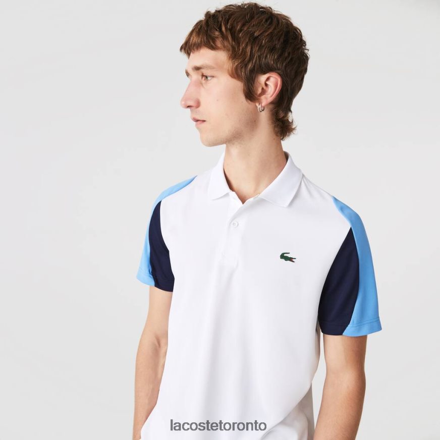 Clothing Lacoste SPORT Regular Fit Run-Resistant Pique Tennis Polo White/Blue/Navy Blue Men Z60BPR556