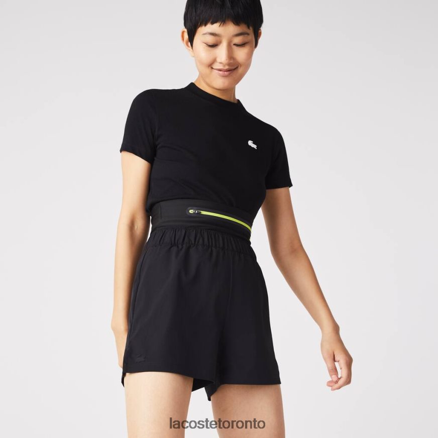 Clothing Lacoste SPORT Removable Belt Shorts Black Women Z60BPR2644