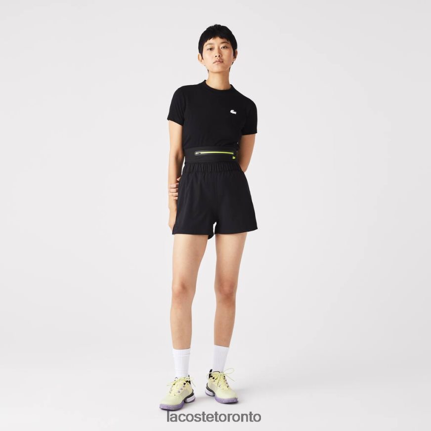 Clothing Lacoste SPORT Removable Belt Shorts Black Women Z60BPR2644