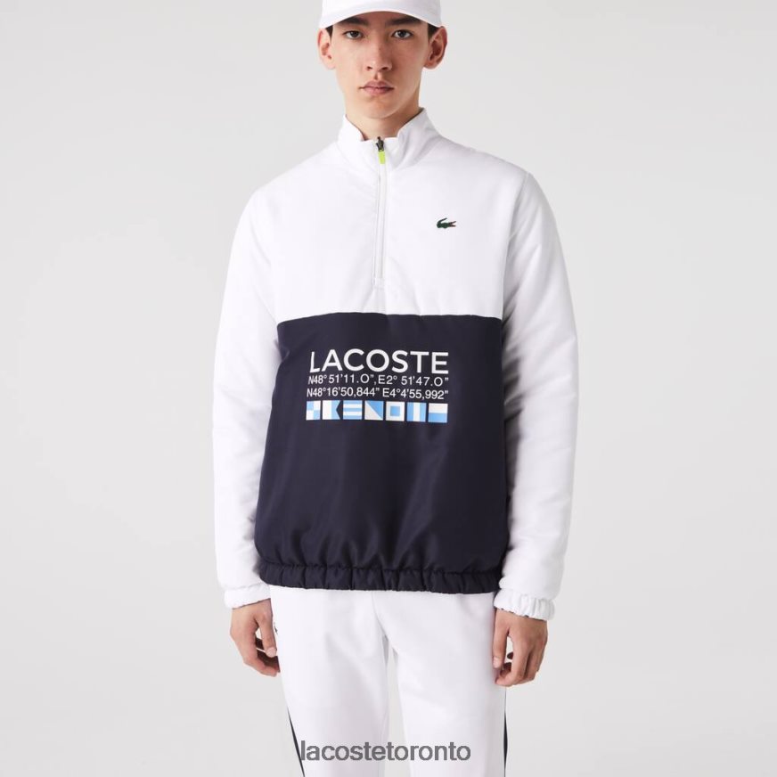 Clothing Lacoste SPORT Reversible Water-Repellent Tennis Jacket White/Navy Blue Men Z60BPR1237