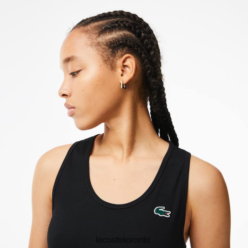 Clothing Lacoste SPORT Slim Fit Ribbed Tank Top Black Women Z60BPR2387